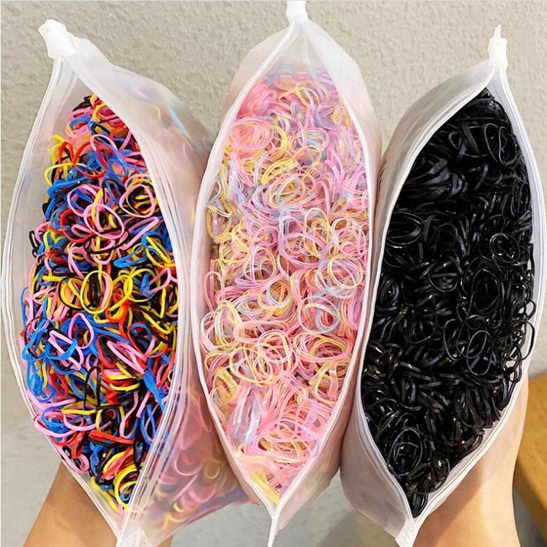 2000 Peças Bolsa Elástico De Cabelo Feminino Descartável Multicolorido | Shopee Brasil