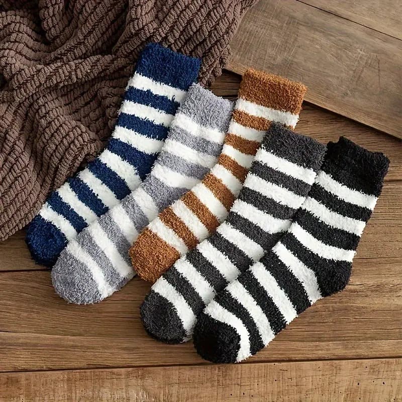 Kit 6 pares meias Femininas masculinas De Lã Felpuda Grossa Para Frio Quente Adulto Outono E Inverno Térmica | Shopee Brasil
