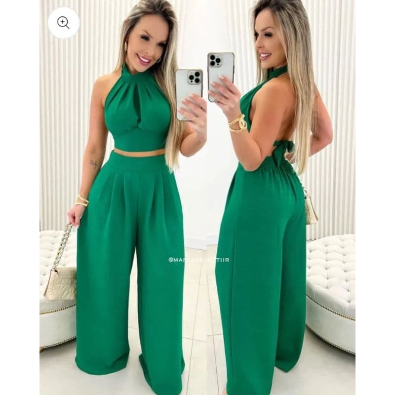 conjunto naia de DUNA cropped calça pantalona | Shopee Brasil