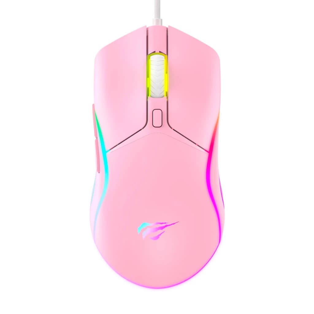 Mouse Gamer Havit MS1029 8000 DPI 6 Botões RGB Rosa