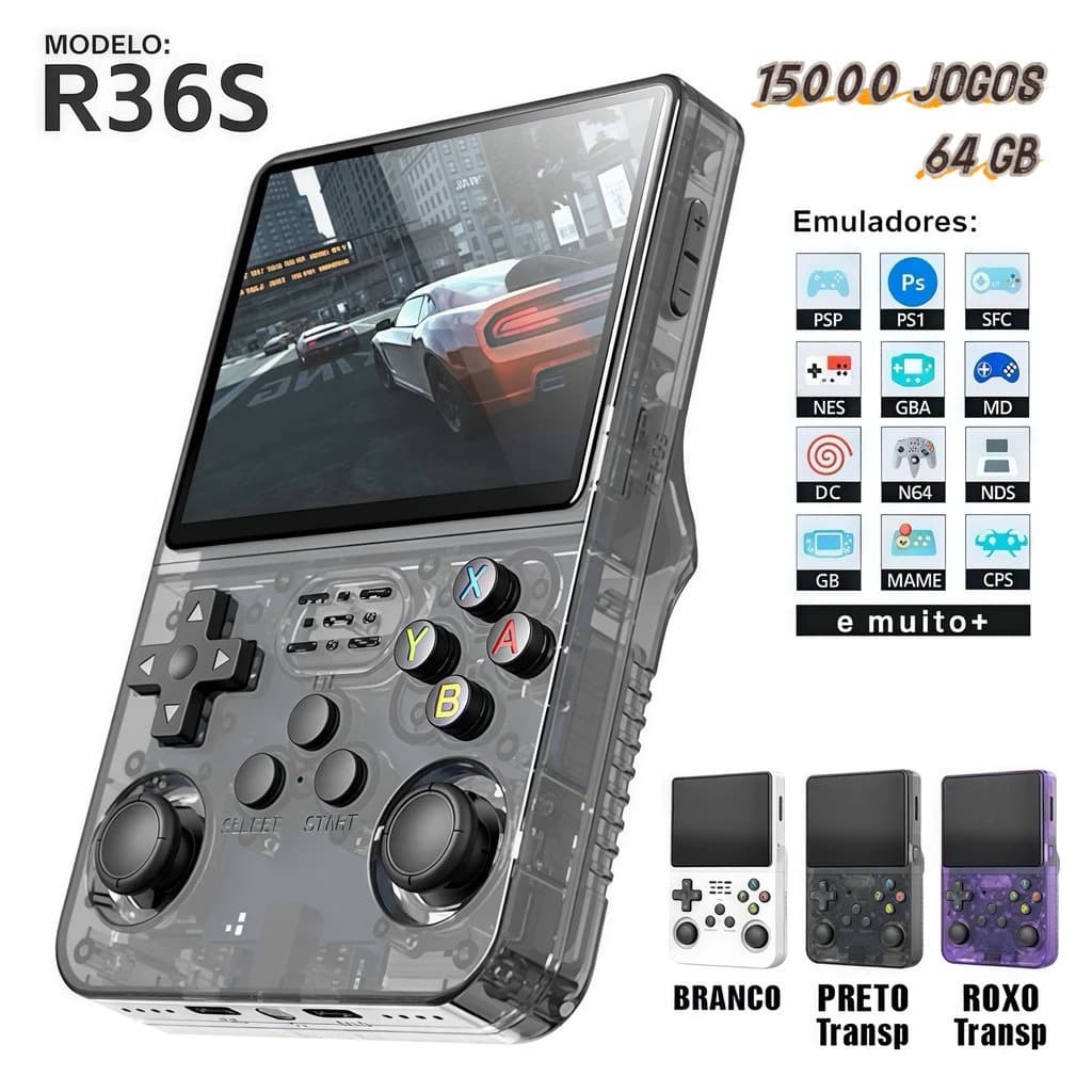Console Portátil R36S + de 15.000 Jogos Vídeo Game 64g Linux Tela IPS 3.5 Polegadas a Pronta Entrega | Shopee Brasil