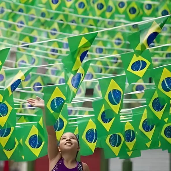 Bandeirolas Brasil Copa do Mundo Varal de Bandeira  Festa Decoração Rua pano de poliéster 3 metros | Shopee Brasil
