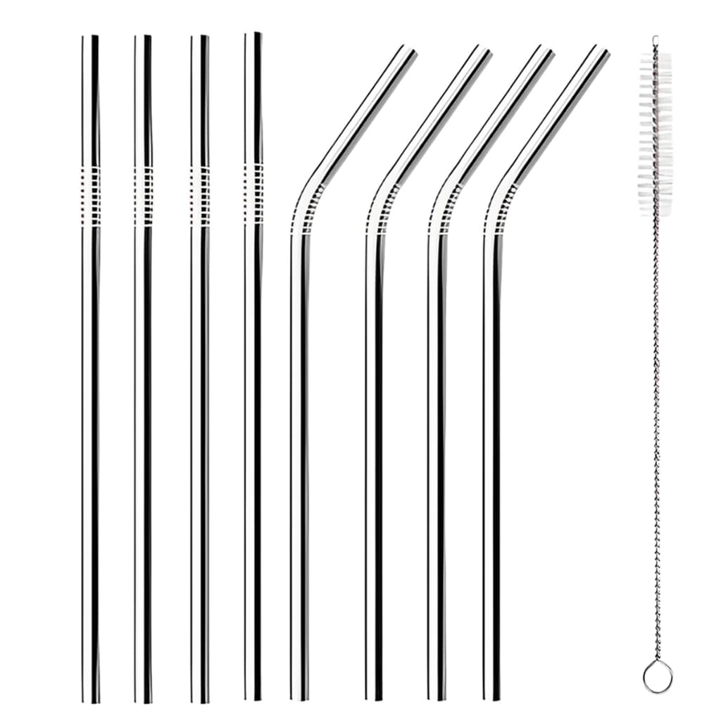 Combo 08 Canudos Inox Curvos com Escova Ecológico Reutilizáveis Laváveis | Shopee Brasil