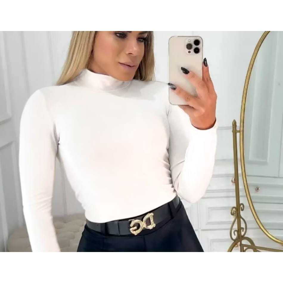 Blusa Feminina Cacharrel Segunda Pele Gola Alta Manga Longa | Shopee Brasil