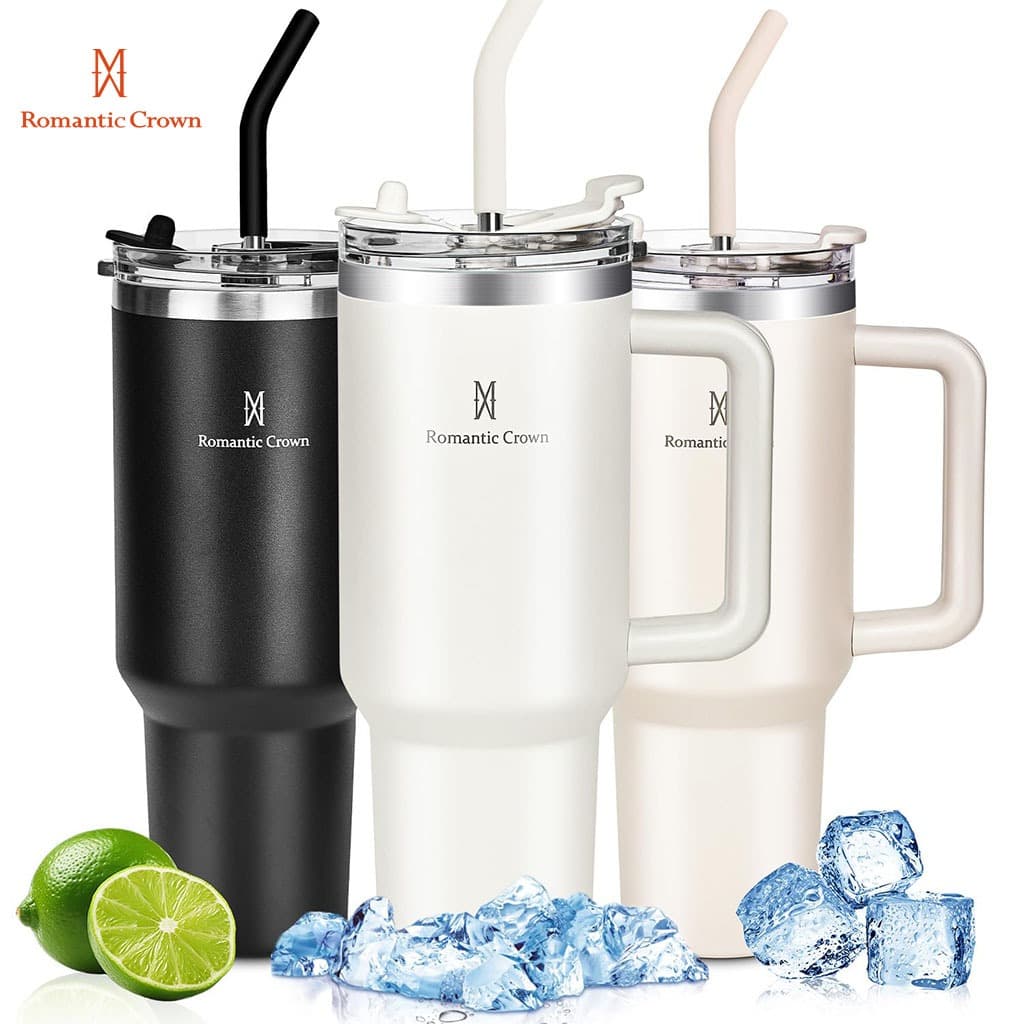 ROMANTIC CROWN Copo Térmico Inox Portátil 600ml/1.2l com Tampa e Canudo Garrafa Térmica Inoxidável | Shopee Brasil