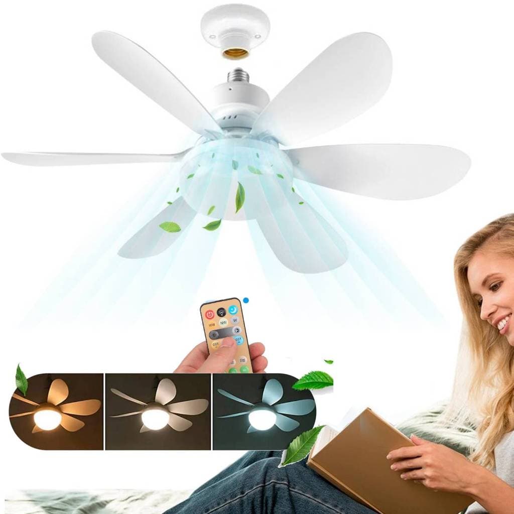 Kit1-4 Ventilador Lâmpada De Teto LED Silencioso, Moderno e com Controle Remoto,6 Hélices, Bivolt,Prática Instalação E27 | Shopee Brasil