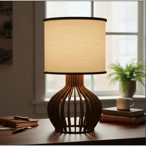 Abajur Luminária de Mesa Rússia P (20x40cm) - Cor Imbuia - Soquete E27 - Madeira MDF | Shopee Brasil