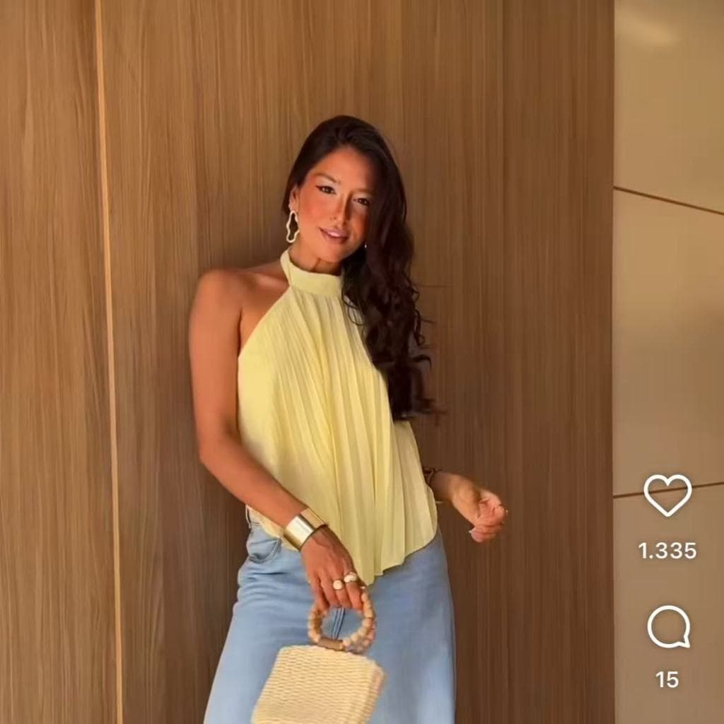 BATA MANUELA EM TECIDO CREPE PLISSADO COM DETALHES EM AMARRACAO NAS COSTAS E COM FORRO | Shopee Brasil