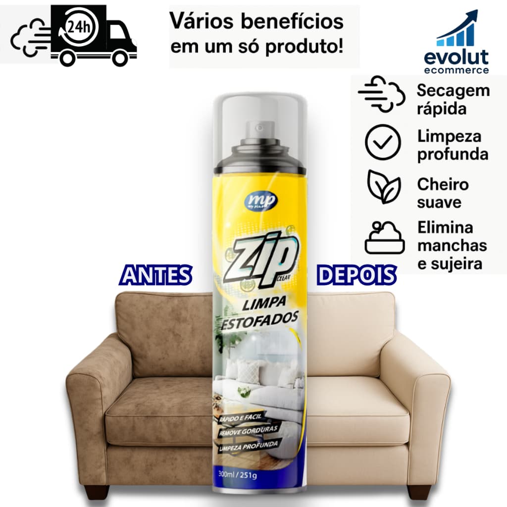 Espuma Spray Zip Clean 300ml Limpa a Seco Sofá, Estofado, Banco de Carro Limpeza Profunda | Shopee Brasil