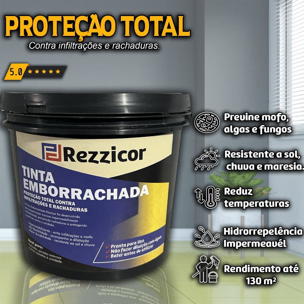 Tinta Borracha 4kg/18kg Líquida Rezzicor - Reboco - Laje - Paredes Super Proteção Impermeável Envio 24H | Shopee Brasil