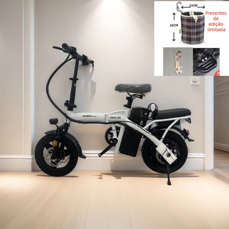 Bicicleta elétrica dobrável para adultos NUDA, pedal tripulado, compras ao ar livre, viagem | Shopee Brasil