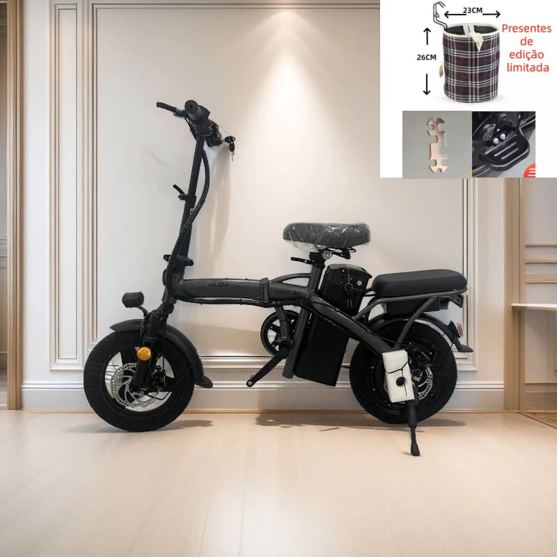 Bicicleta elétrica dobrável para adultos NUDA, pedal tripulado, compras ao ar livre, viagem | Shopee Brasil