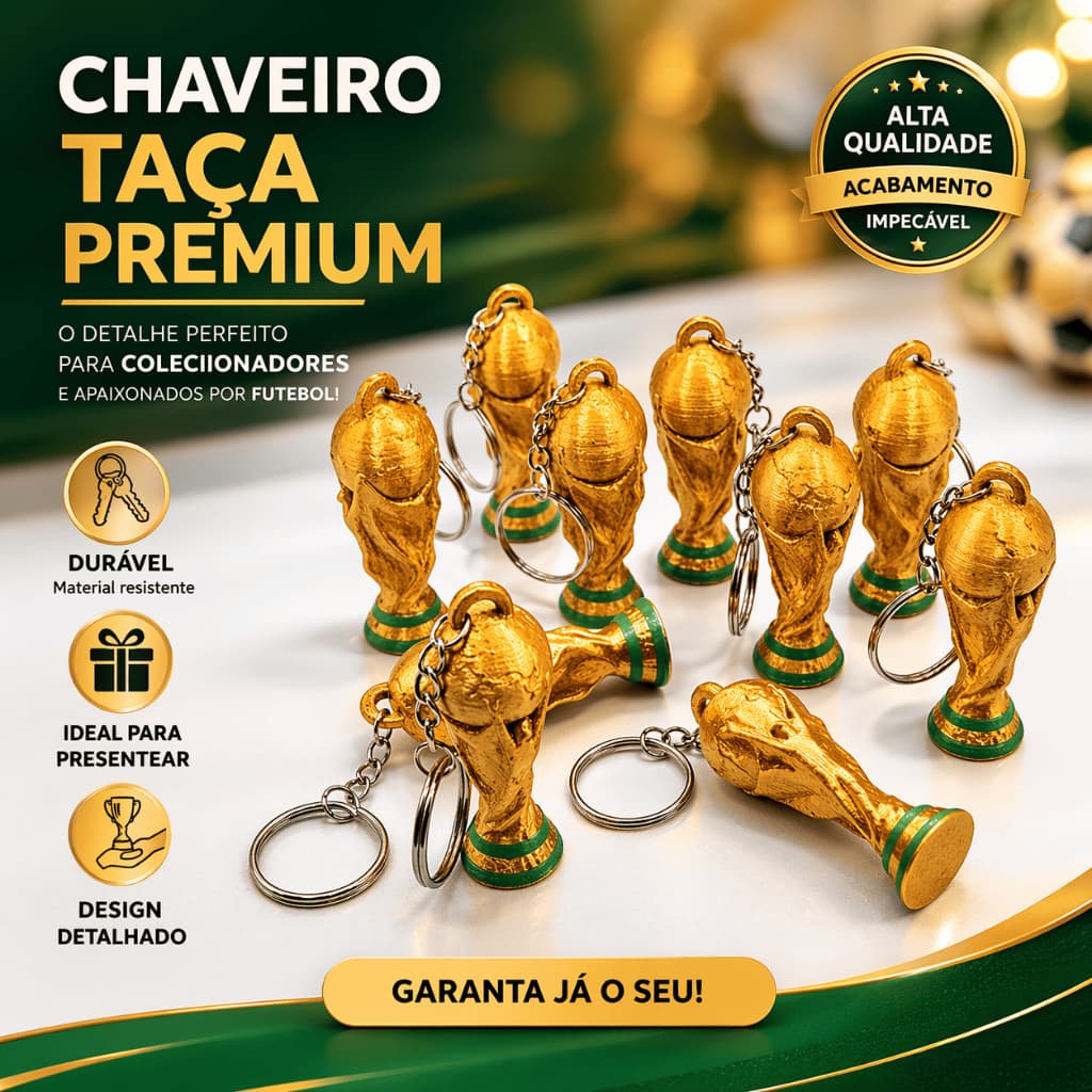 Kit 10 Chaveiros Troféu Taça da Copa do Mundo Dourado em Plástico Lembrancinha para Aniversário Tema Futebol | Shopee Brasil