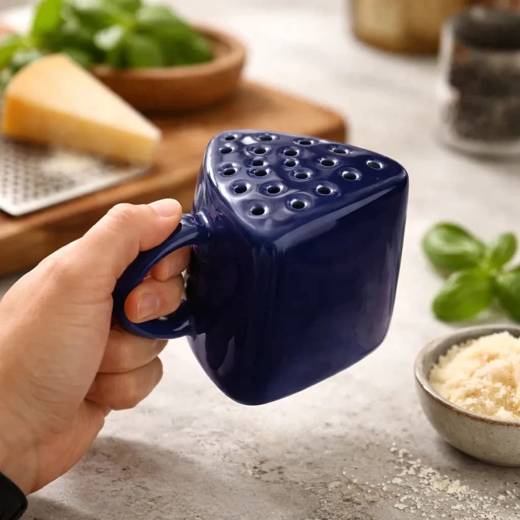 Porta Queijo Ralado em Cerâmica Colorida 350ml para Parmesão Macarrão Massas