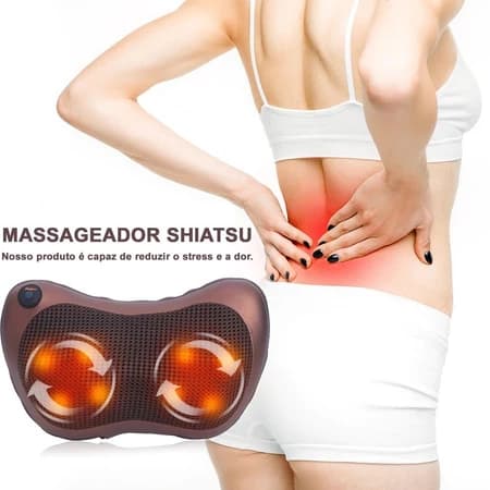 Massageador 8 Bolas Shiatsu Lombar Pescoço Veicular E Casa Almofada Lombar Pescoço Pés