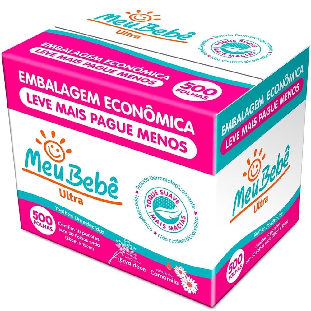 Toalha Umedecida Meu Bebê Ultra 500 Folhas | Shopee Brasil