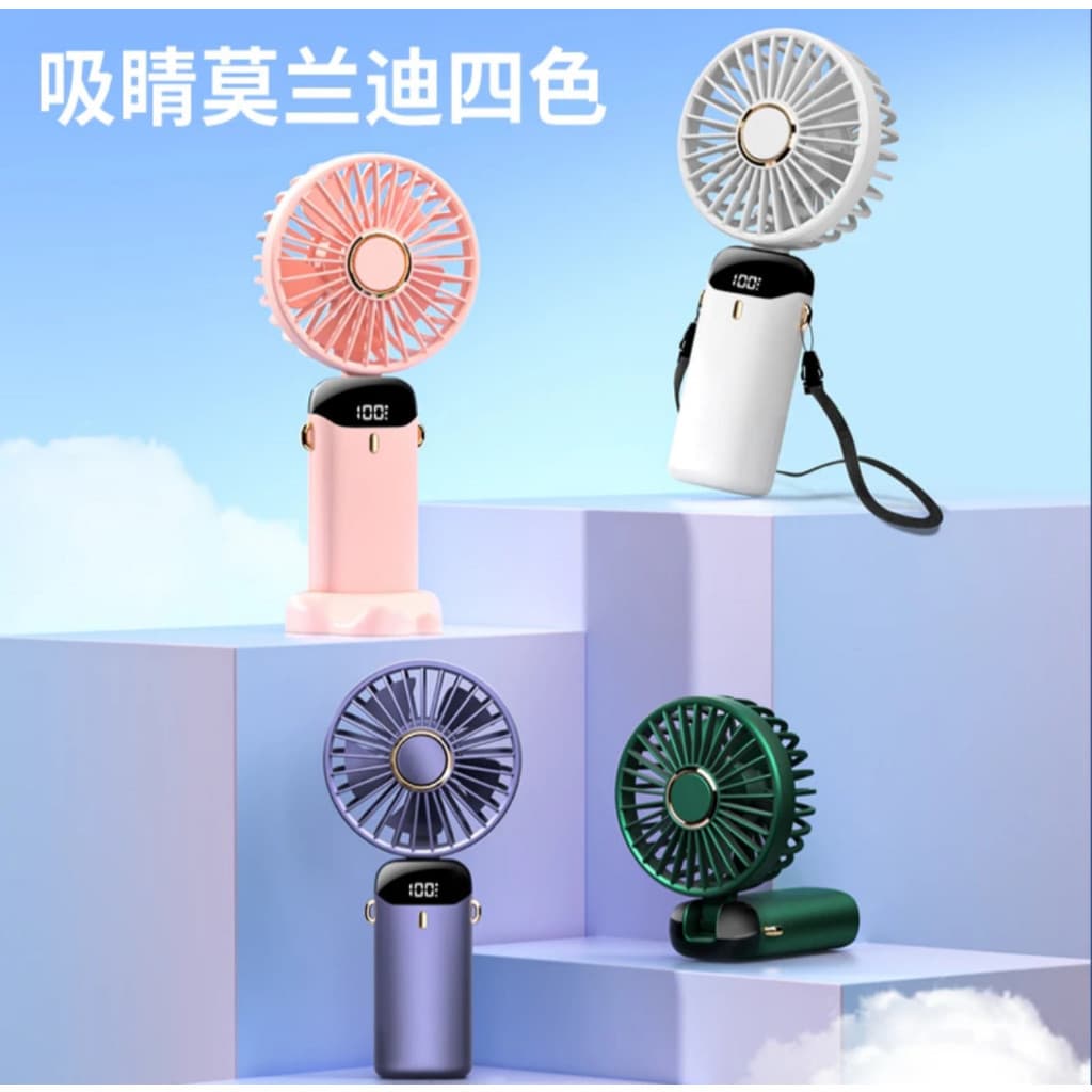 Ventilador Portátil mini  Dobrável 5 Modos De display digital Carregavel Bateria De 3000mA | Shopee Brasil