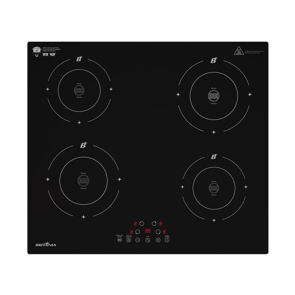 Cooktop 4 Bocas de Indução Britânia BCTE40A | Shopee Brasil