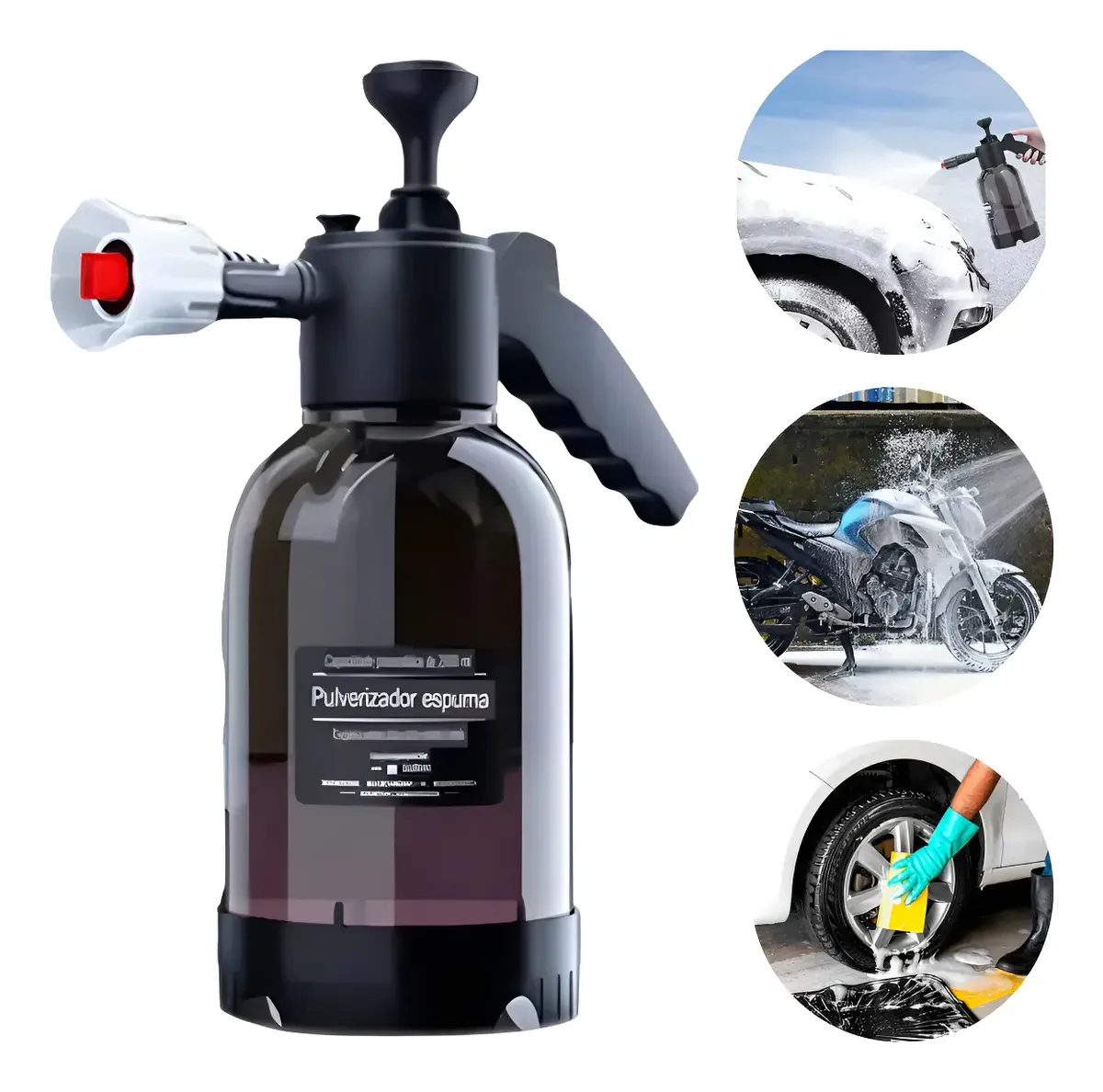 Pulverizador Spray Espuma P Lavagem De Moto 2l Manual Carro