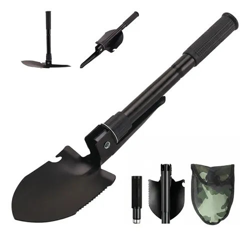 Mini Pá Dobrável P/ Camping Multifuncional 5 Em 1 C/extensor