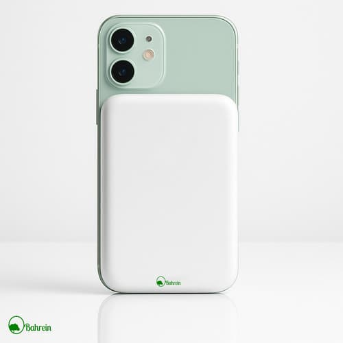 Carregador Power Bank Indução Sem Fio 5000mah Battery Marca Bahrein Pack Compatível Com Tecnologia MagSafe Compatível Com iPhone Cor Branco