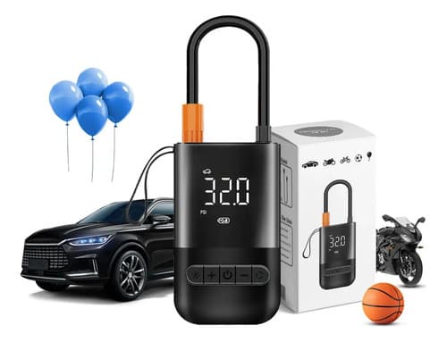 Compressor De Ar Digital Mini Portátil Recarregável Usb-c Para Pneus De Bicicleta Moto Carro Bolas Infláveis Preto