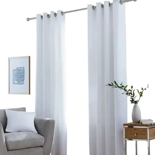 Cortina Sala/quarto 300x280 Tecido Oxford Para Varão Cor Branco
