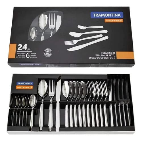 Faqueiro Tramontina Búzios Em Aço Inox Com Detalhe 24 Peças