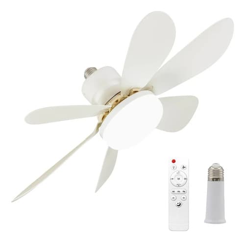 Ventilador De Teto Com Luz Led Controle Remoto 6 Hélices E27 42 Cm 50 Hz X 60 Hz Branco Plástico 6