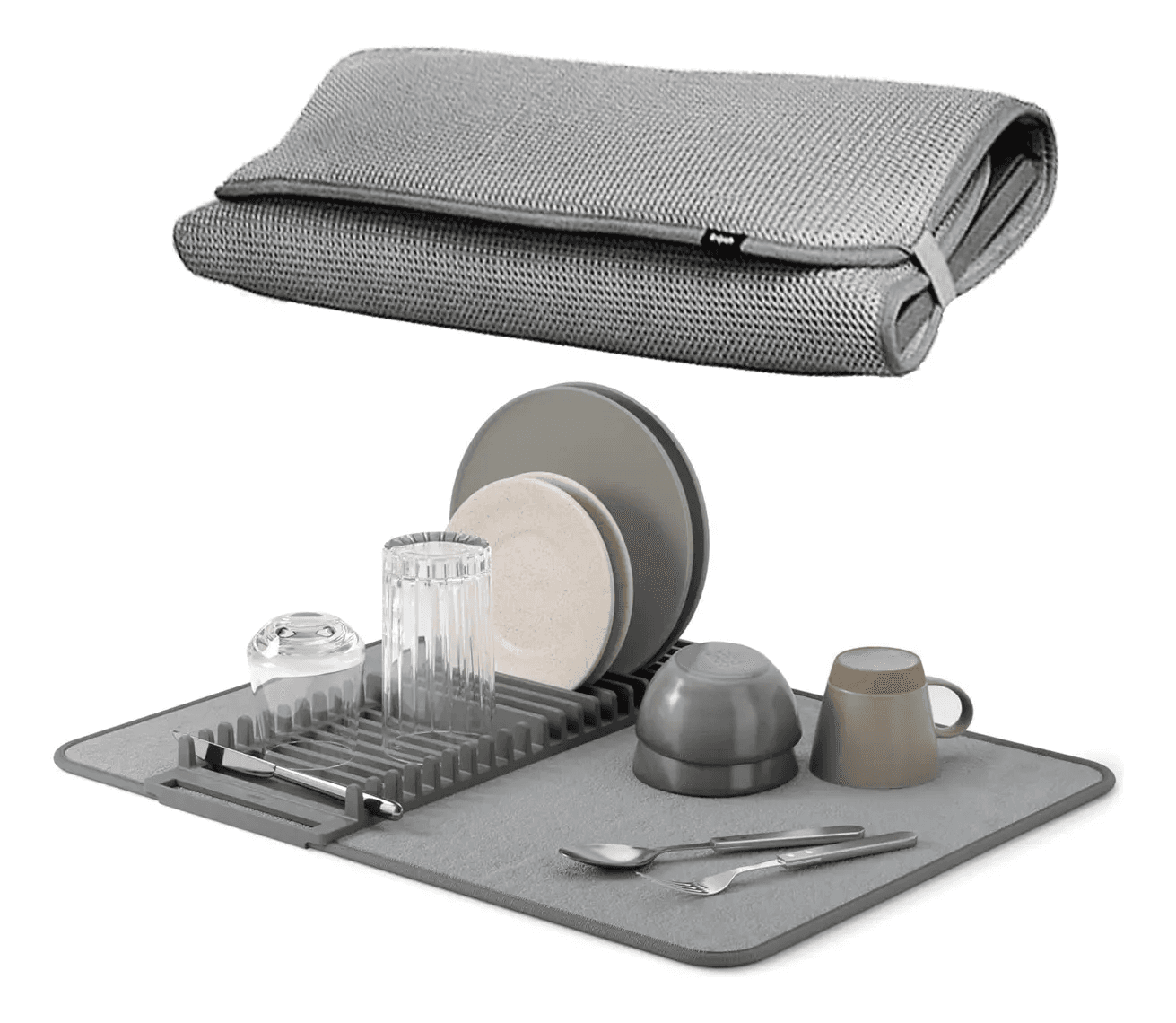 Tapete Escorredor De Louças Absorvente Microfibra Com Rack