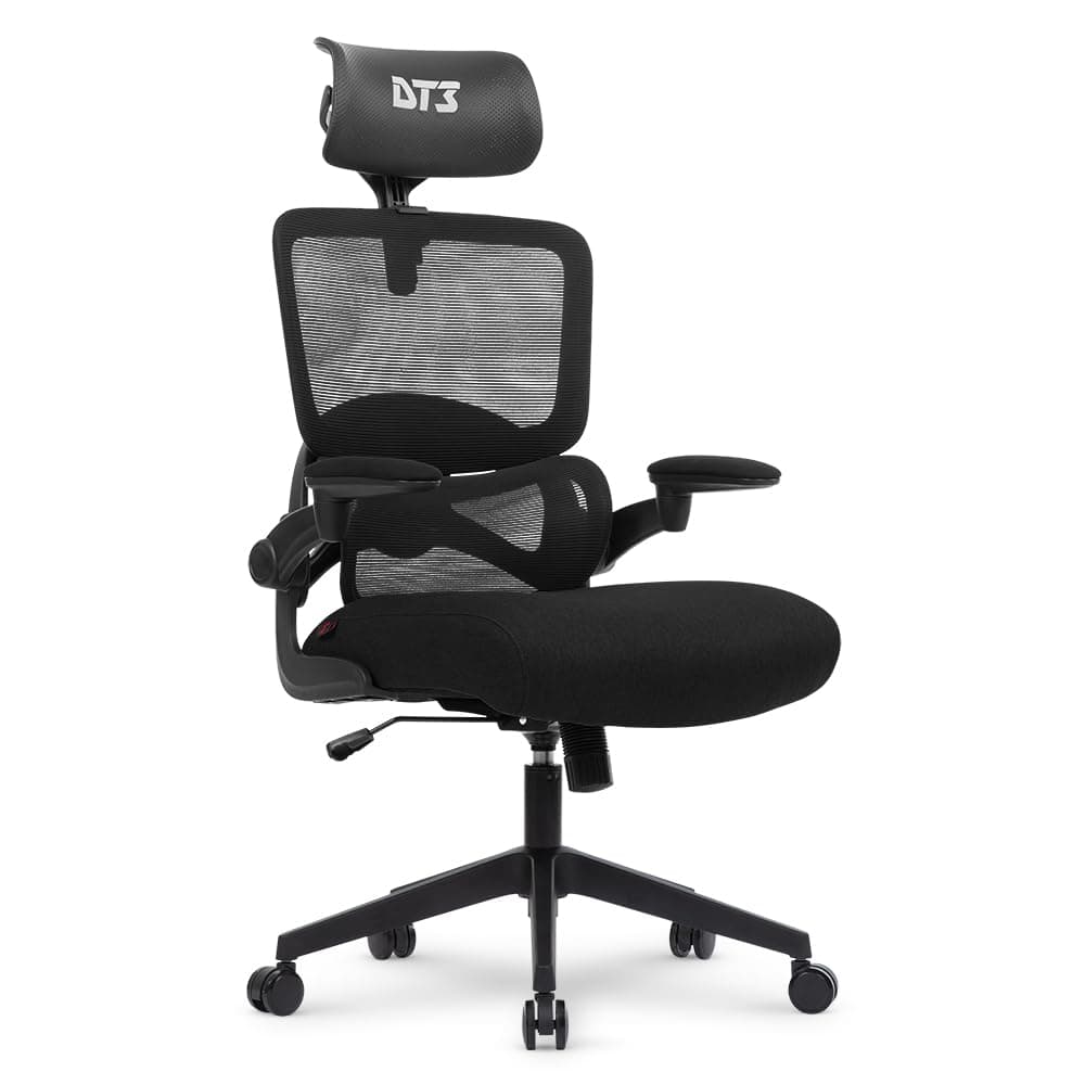 Cadeira Gamer DT3 GTL, ergonomica revestimento tecido Max2Weave™ + Mesh DT3 Vintex-Y™, apoio cabeça 2D, Braço retrátil ate 90º+rotação de até 180°, suporta até 110kg e altura máx. de 1,80m (Black)