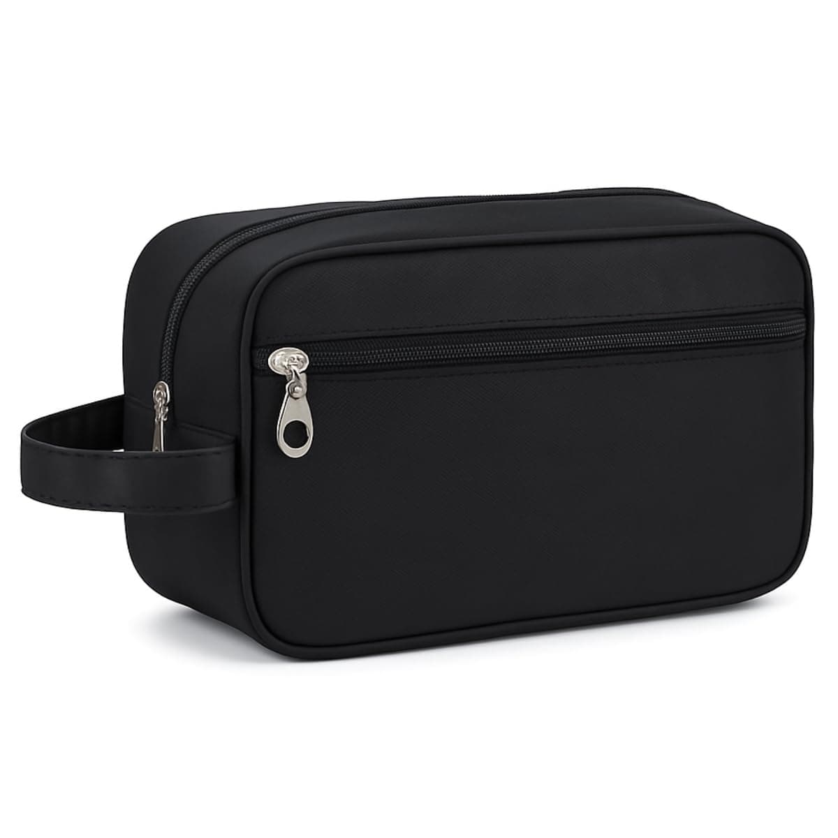 Necessaire Masculina para Viagem Nylon com Alça Lateral Dois Compartimentos Bolsa de Toilette Executiva Organizador Perfumes Shampoo (PRETA)