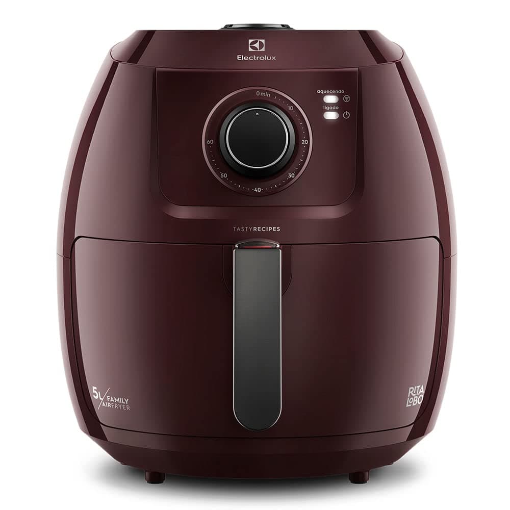 Fritadeira Elétrica sem oleo Electrolux Air fryer Family 5L Efficient 8 receitas pré-sugeridas desligamento automatico cesto removivel 1700W EAF51 vermelho escuro 127v por Rita Lobo