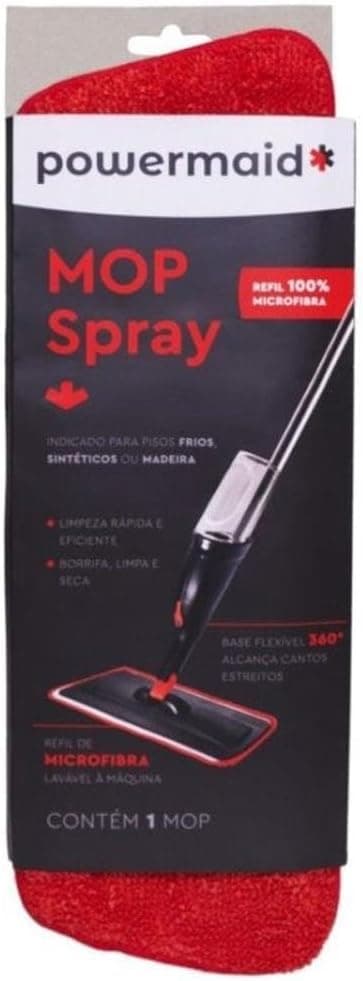 Powermaid Mop Spray com Gatilho e Dispenser para produtos saneantes - Vermelho e Cinza