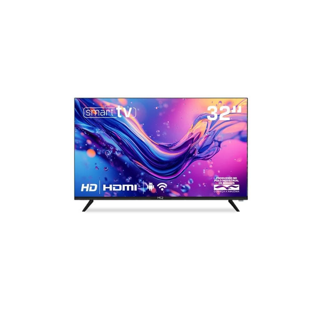 Smart TV HQ 32" HD tela sem bordas Androind 12 design slim HQS32NKHM