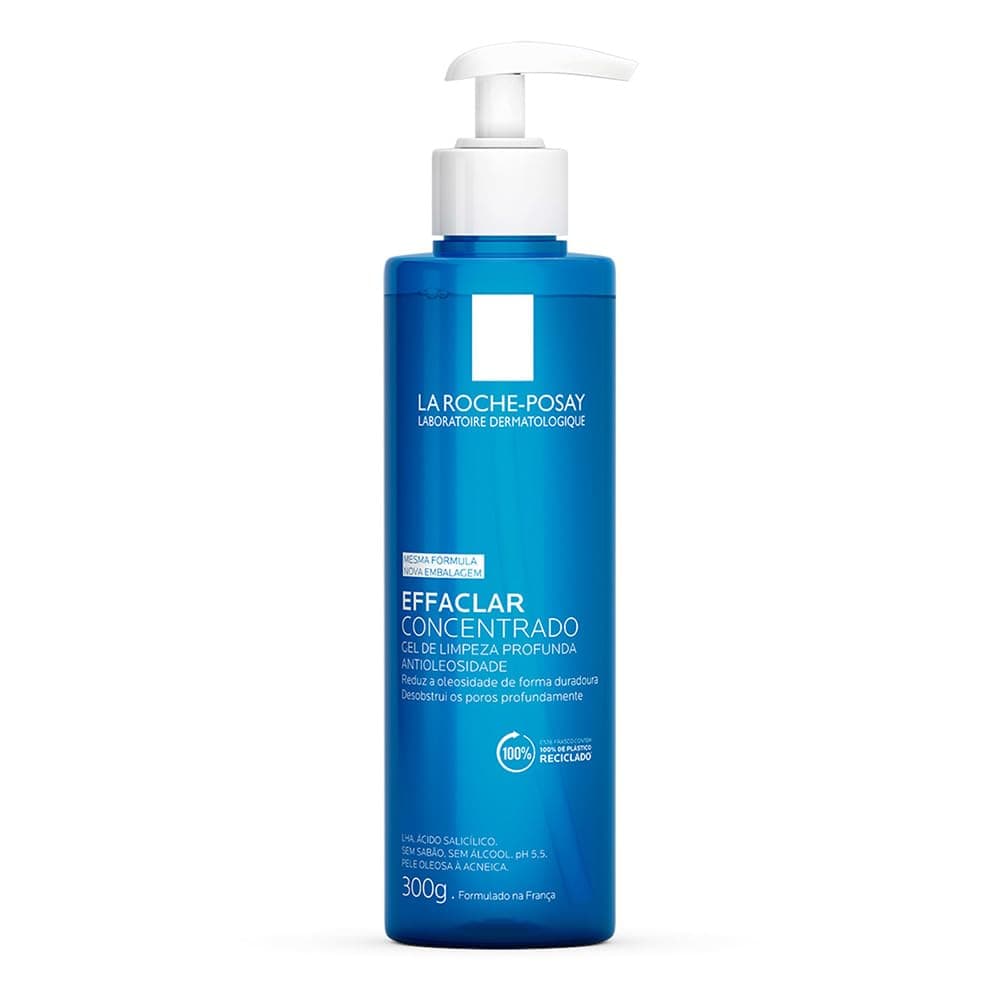 La Roche-Posay Effaclar Gel de Limpeza Facial Antiacne Concentrado com Ácido Salicílico, Zinco e LHA, Limpeza Profunda, Reduz Oleosidade e Desobstrui os Poros, 300ml