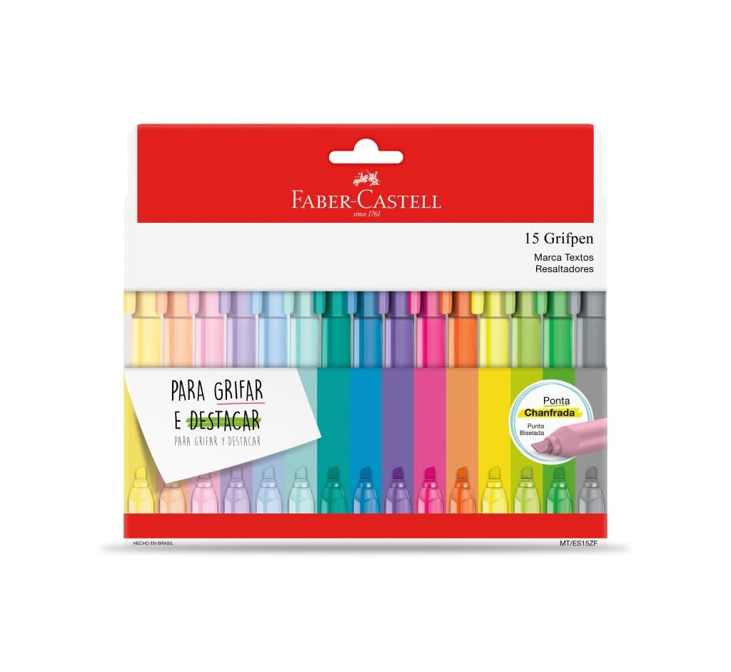 Caneta Marca Texto, Faber-Castell, Grifpen, 15 Cores, Modelo: MT/ES15ZF, Cor: Multicor