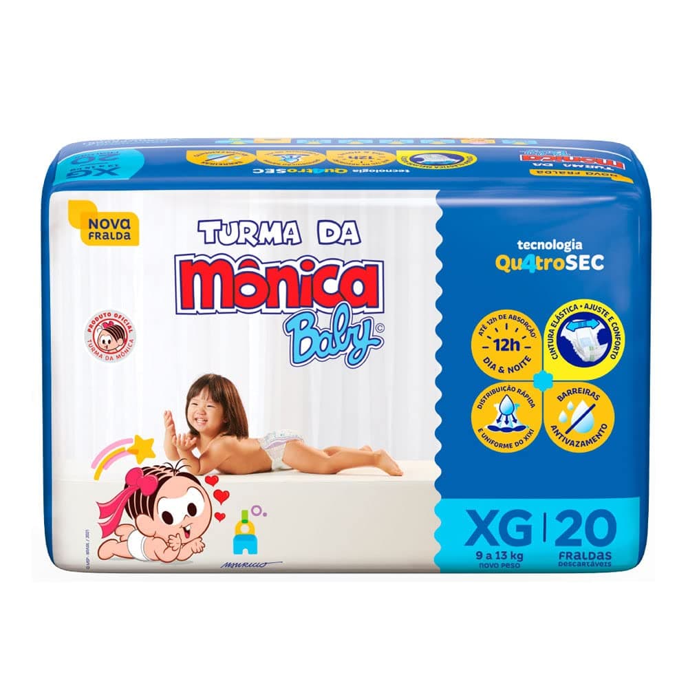 Fralda Turma da Mônica Baby Jumbo XG 20 Unidades