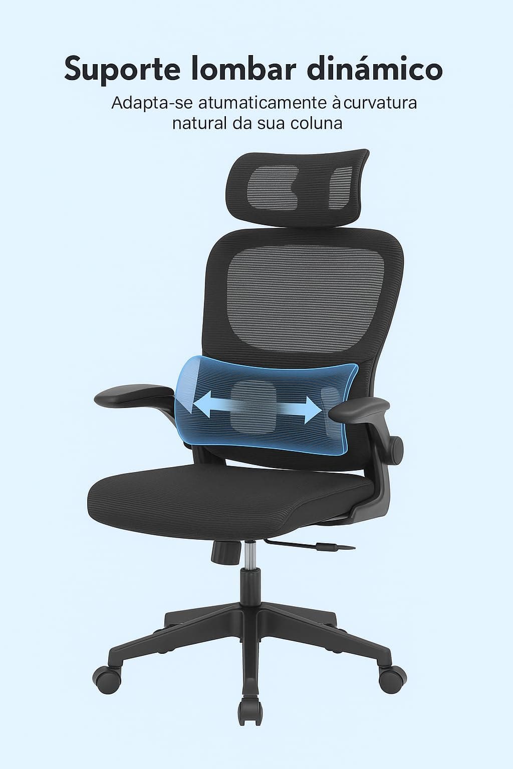 Cadeira de Escritório Premium Ajuste Lombar Apoio de Cabeça Ajustável Ergonômica