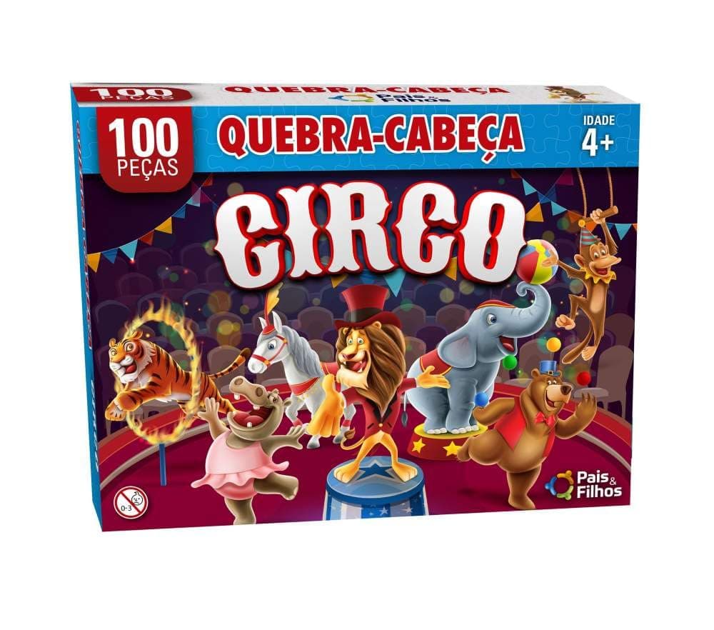 Quebra-Cabeça Cartonado o Circo 100 Peças Pais e Filhos
