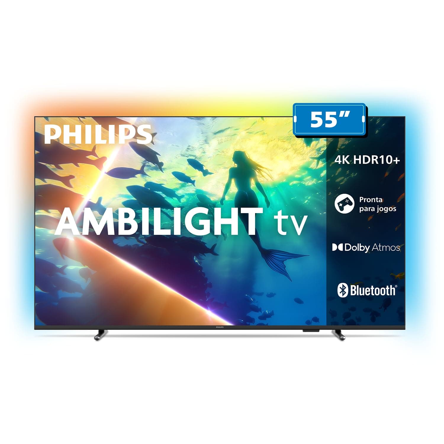 PHILIPS, Smart TV Ambilight 55" 4K, 55PUG8100/78, Comando de Voz, HDR10+/Dolby Atmos, VRR/ALLM, Bluetooth