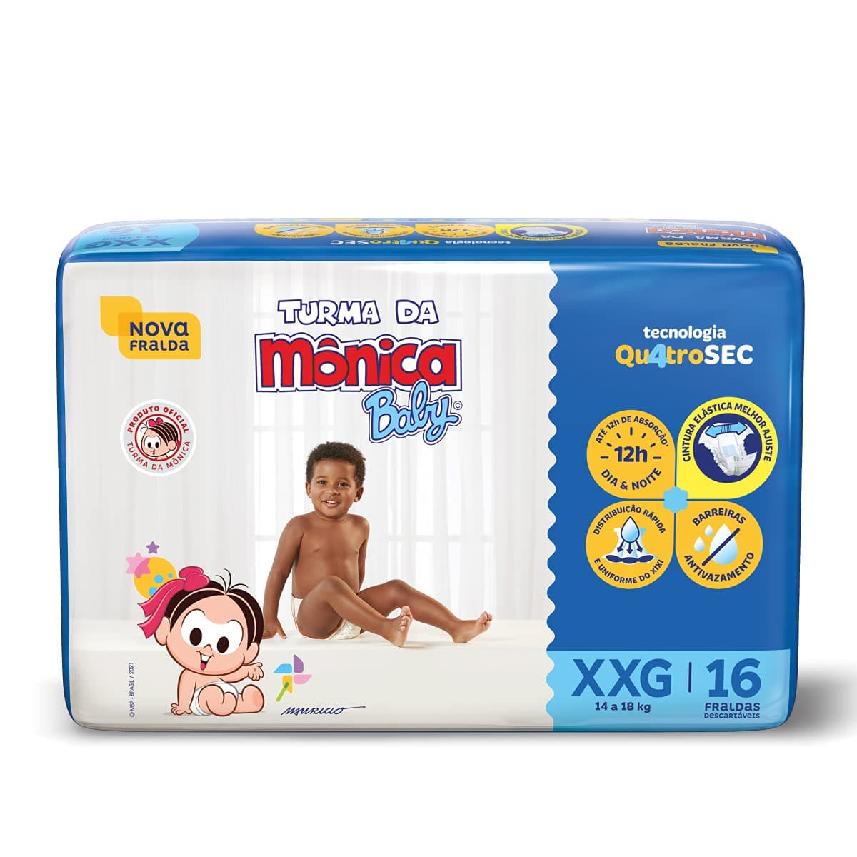 Fralda Turma da Mônica Baby Jumbo XXG 16 Unidades