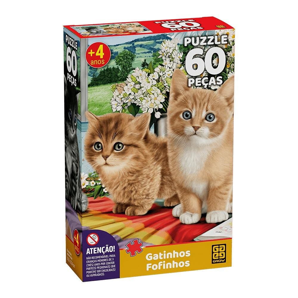 Quebra-cabeça 60 peças Gatinhos Fofinhos - Grow