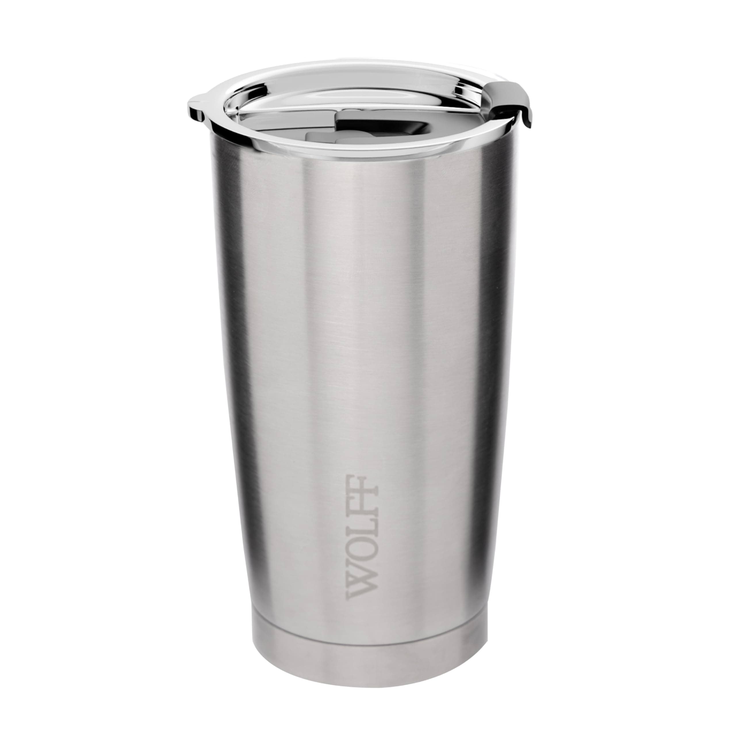 WOLFF - Copo Térmico de Aço Inox Parede Dupla Com Tampa 600ml Prata - Para Viagem - Mantém a Bebida na Temperatura Ideal