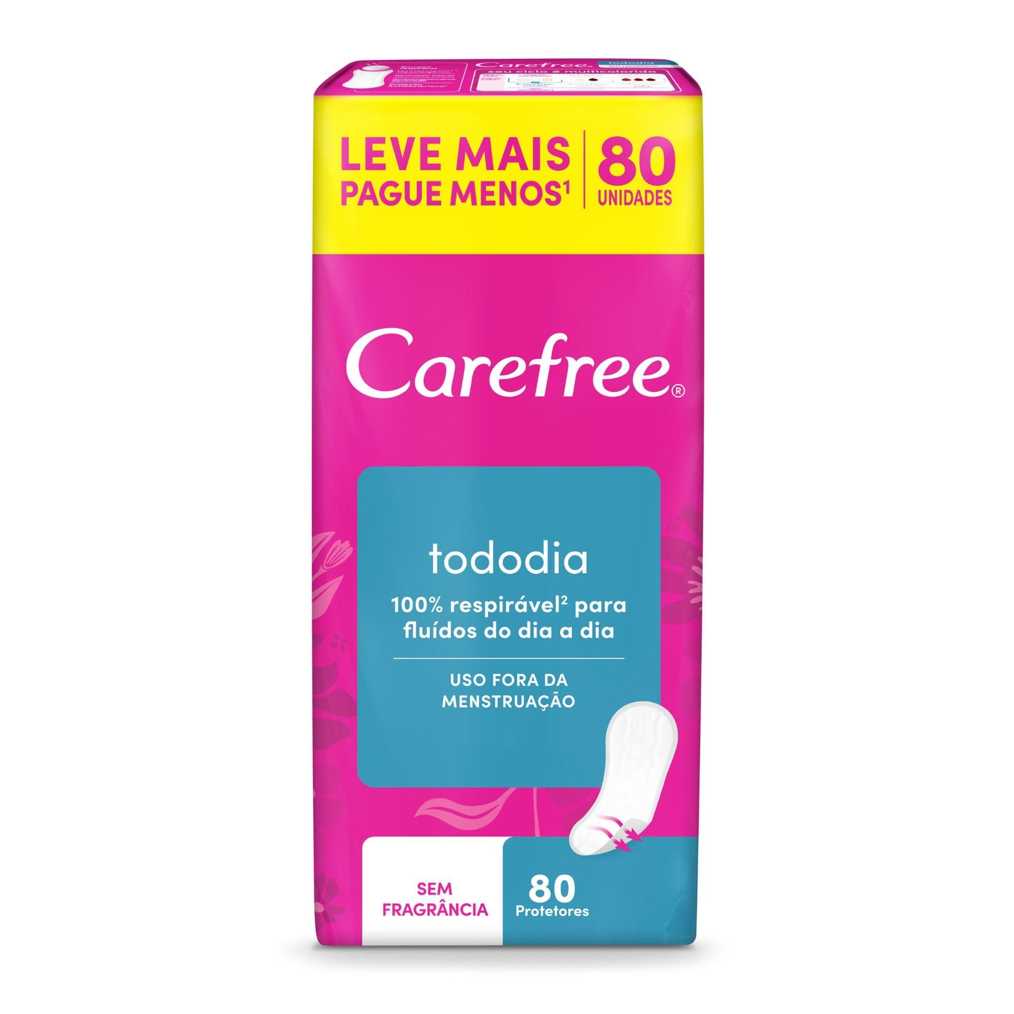Carefree Protetor Diário Todo Dia sem Perfume 80 unidades