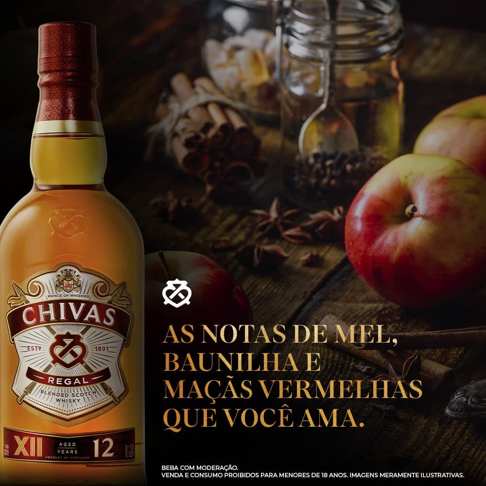 Whisky Chivas Regal 12 anos Blended Escocês - 1 litro