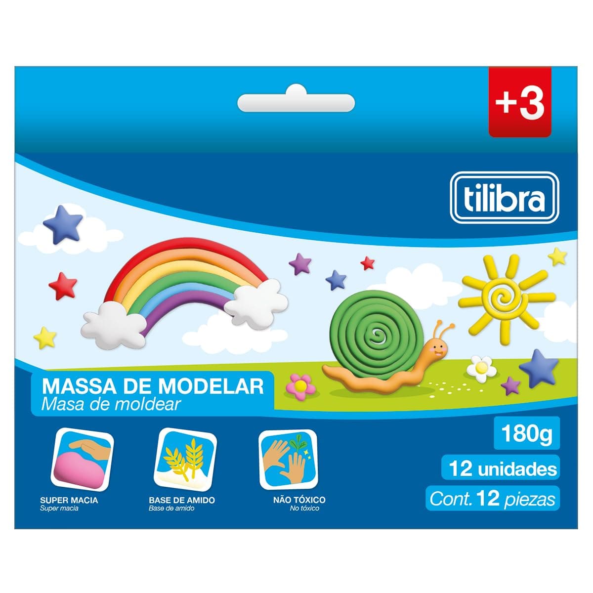 Tilibra - Massa para Modelar Macia 180g 12 Cores Académie