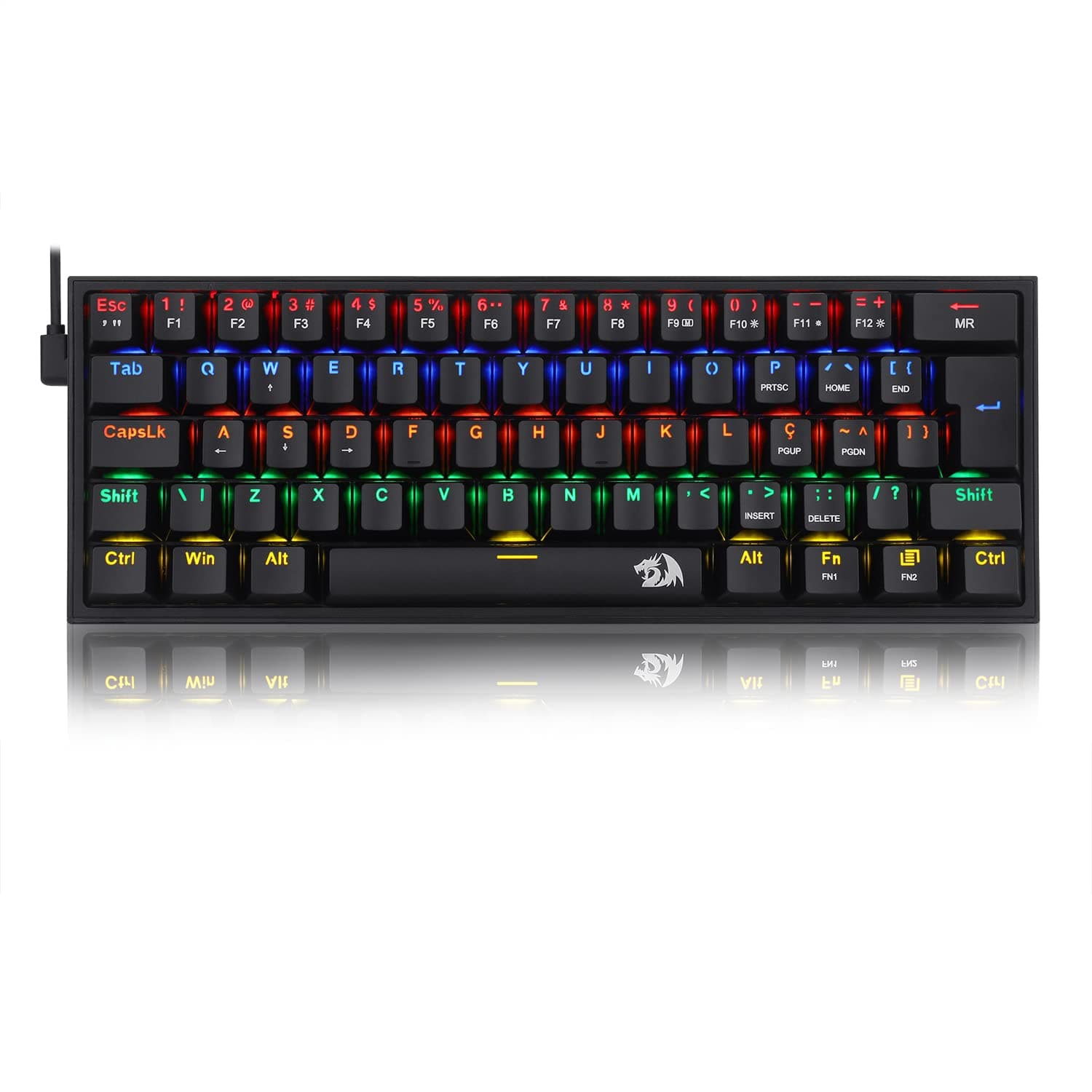 Teclado Mecanico Gamer Fizz Rainbow Preto Switch Azul