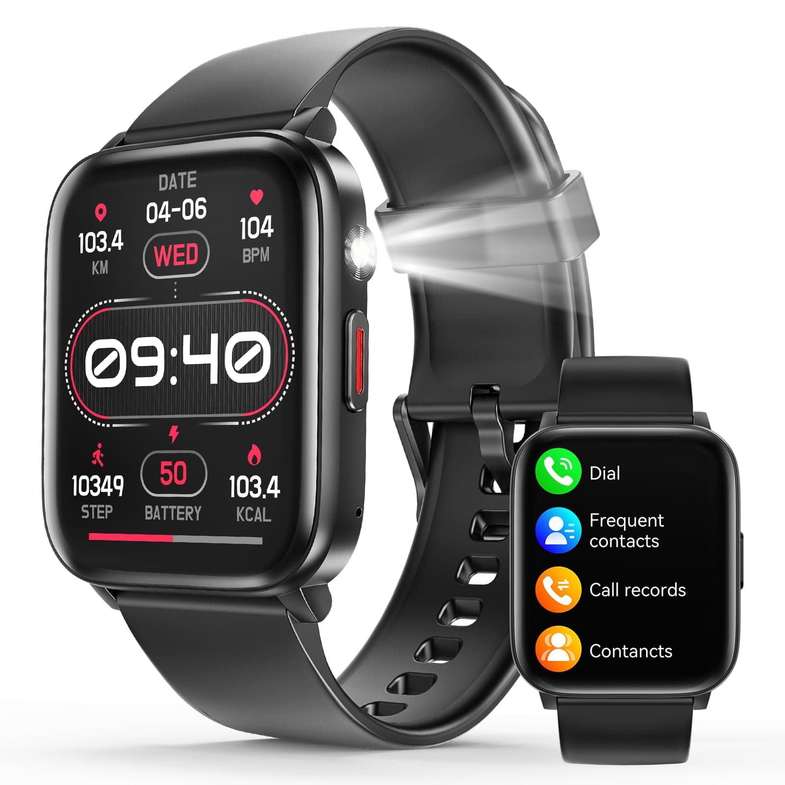 Smartwatch com Tela Sensível ao Toque 1,83", Bluetooth 5.2, Resistente à Água IP68, Bateria 240mAh, Preto