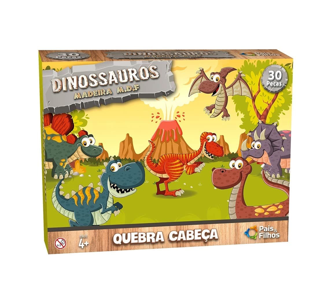 Pais & Filhos - Quebra Cabeça Dinossauros - 30 Pçs - Madeira, Multicor